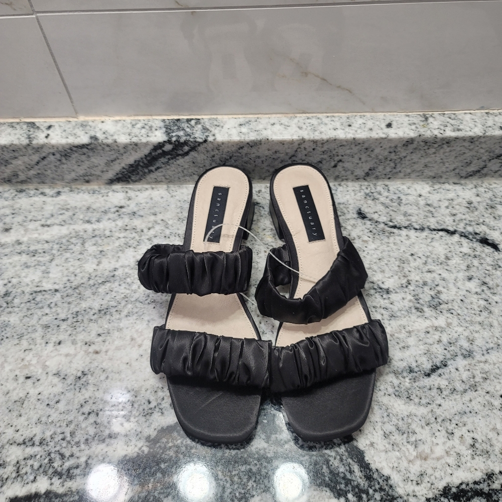 Sanctuary Rave Ruched Sandals Women's Shoes Black : 6.5 M